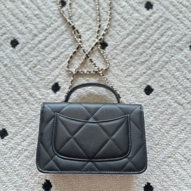 CHANEL 25S MINI FLAP BAG 19 IN BLACK CAVIAR LEATHER