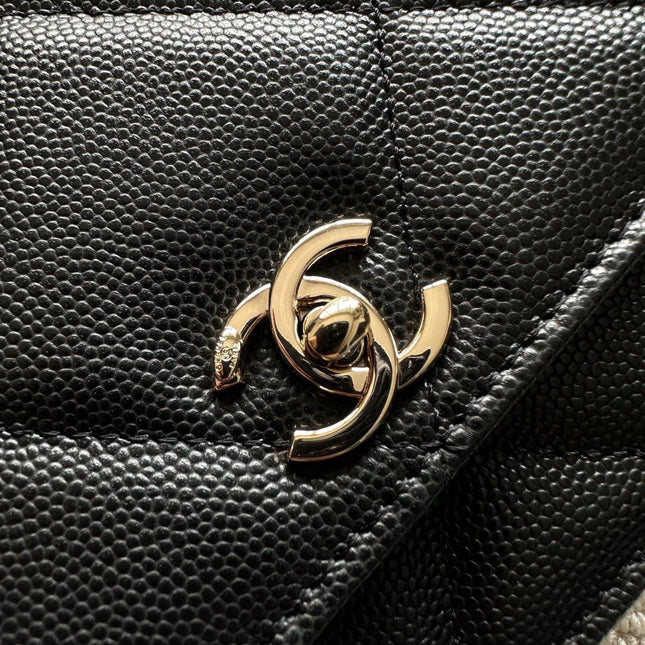 CHANEL 25S MINI FLAP BAG 19 IN BLACK CAVIAR LEATHER