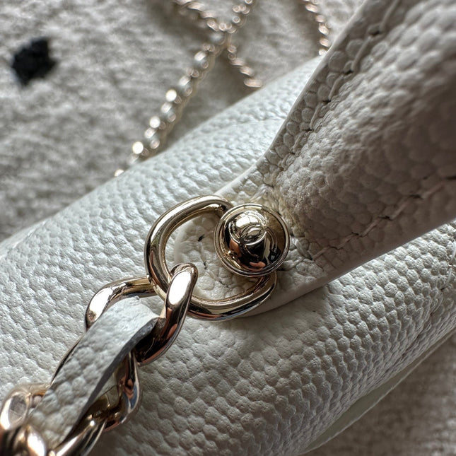 CHANEL 25S MINI FLAP BAG 19 IN WHITE CAVIAR LEATHER
