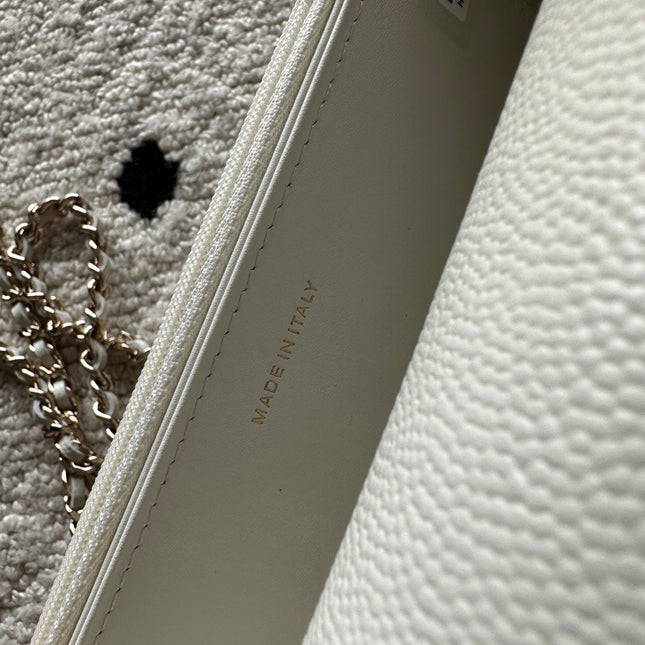 CHANEL 25S MINI FLAP BAG 19 IN WHITE CAVIAR LEATHER