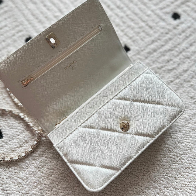 CHANEL 25S MINI FLAP BAG 19 IN WHITE CAVIAR LEATHER