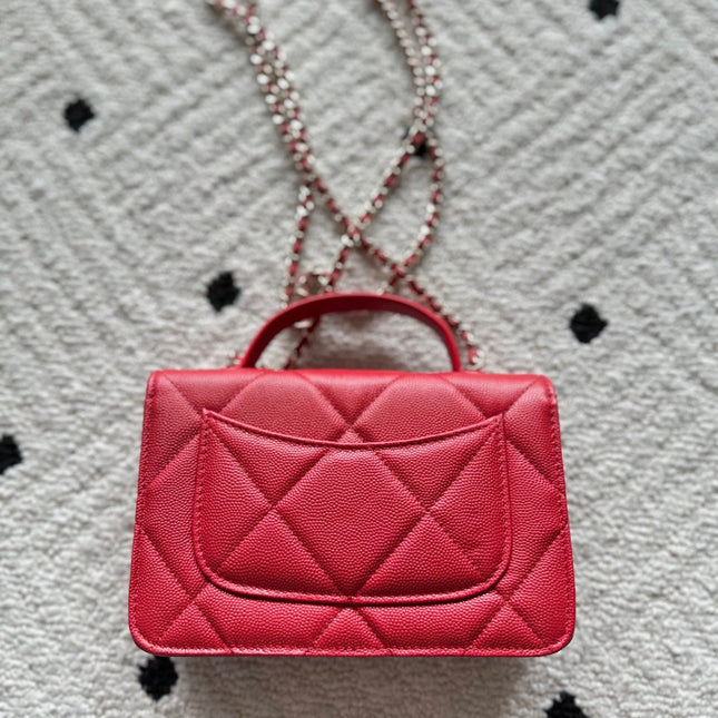 CHANEL 25S MINI FLAP BAG 19 IN RED CAVIAR LEATHER