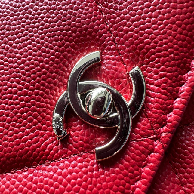 CHANEL 25S MINI FLAP BAG 19 IN RED CAVIAR LEATHER