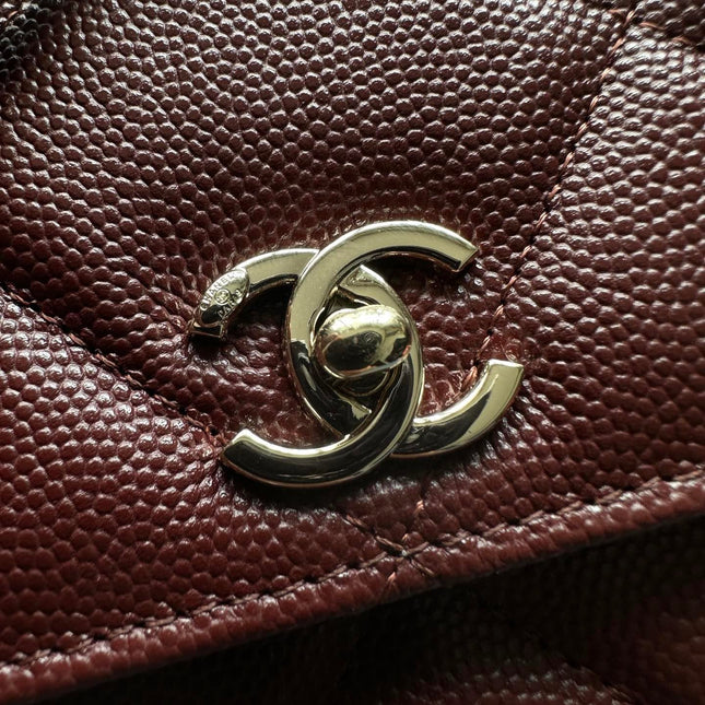 CHANEL 25S MINI FLAP BAG 19 IN DARK RED CAVIAR LEATHER