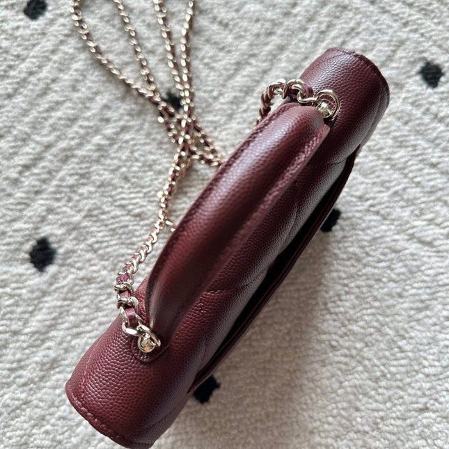 CHANEL 25S MINI FLAP BAG 19 IN DARK RED CAVIAR LEATHER
