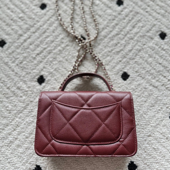 CHANEL 25S MINI FLAP BAG 19 IN DARK RED CAVIAR LEATHER