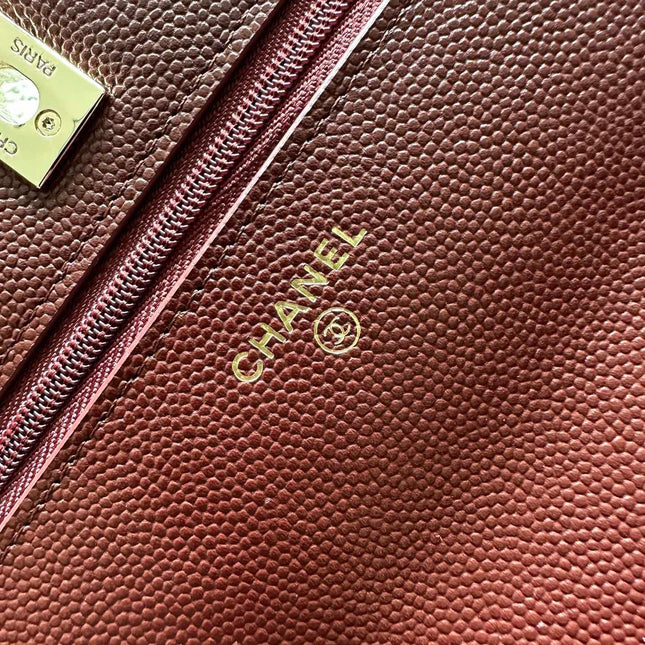 CHANEL 25S MINI FLAP BAG 19 IN DARK RED CAVIAR LEATHER