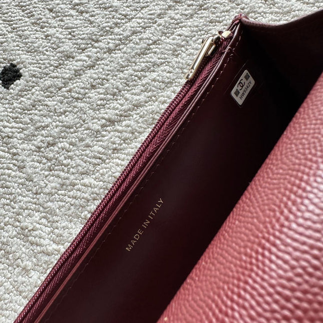 CHANEL 25S MINI FLAP BAG 19 IN DARK RED CAVIAR LEATHER