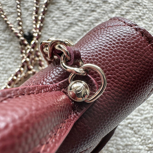 CHANEL 25S MINI FLAP BAG 19 IN DARK RED CAVIAR LEATHER
