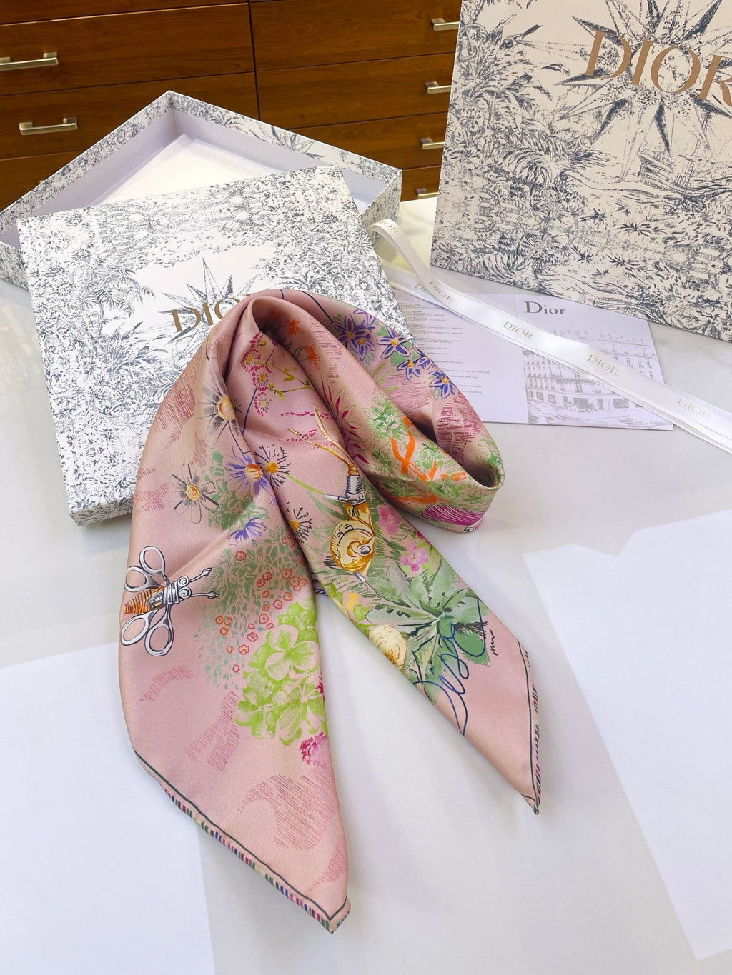 DIOR 26S SCARF 90CM IN SILK 318396