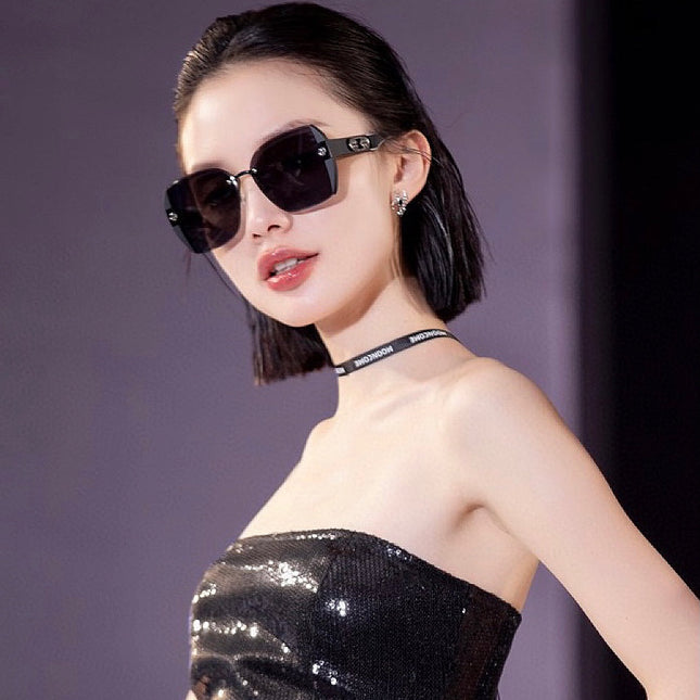 EMBOSSED LOGO SQUARE FRAME SUNGLASSES G0296 IN ACETATE AND METAL