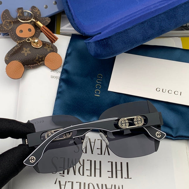 EMBOSSED LOGO SQUARE FRAME SUNGLASSES G0296 IN ACETATE AND METAL