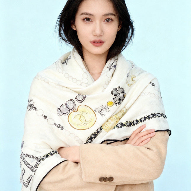 CHANEL 25S SCARF 135 CM IN CASHMERE SILK 941838