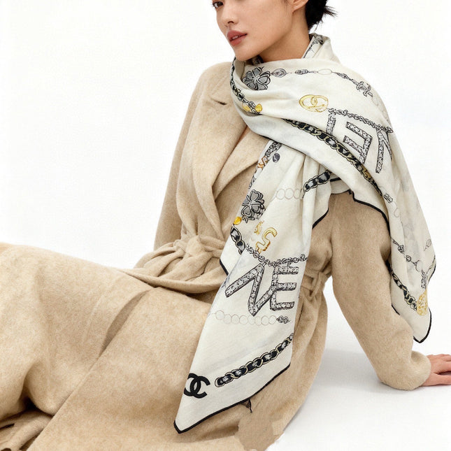 CHANEL 25S SCARF 135 CM IN CASHMERE SILK 941838