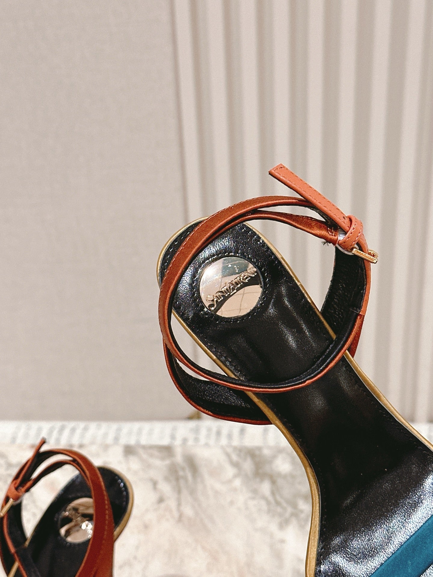 YSL 25S HIGH-HEEL SANDALS 100 MM IN MULTICOLOR SATIN STYLE 1