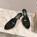 DOLLY STRASS SOLE SLIDE SANDALS 85MM IN BLACK CALFSKIN