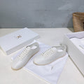 THE ROW 26S LACE-UP SNEAKERS IN WHITE GRAINED CALFSKIN