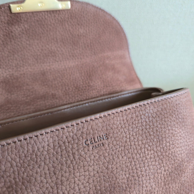 CELINE 25S NINO BAG 20MM IN DARK BROWN GRAINED CALFSKIN GOLD HARDWARE