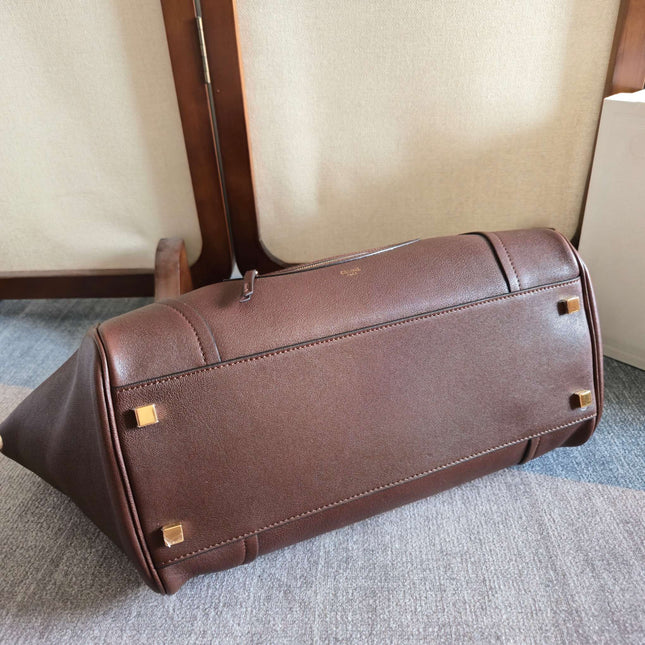 CELINE 25S MEDIUM SMILING NEW LUGGAGE 36MM IN SYRAH RED SUPPLE SHINY LAMBSKIN