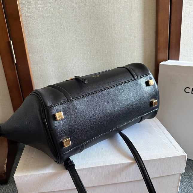 CELINE 25S NEW LUGGAGE 36MM IN BLACK CALFSKIN GOLD HARDWARE