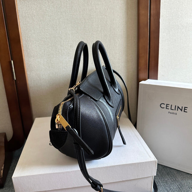 CELINE 25S NEW LUGGAGE 36MM IN BLACK CALFSKIN GOLD HARDWARE