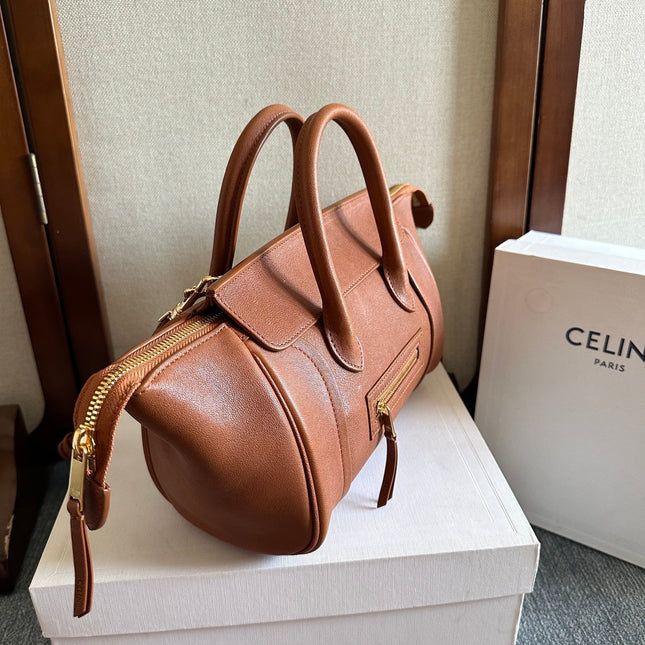 CELINE 25S NEW LUGGAGE 36MM IN CARAMEL BROWN CALFSKIN GOLD HARDWARE