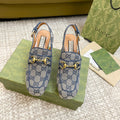 GG HIGH - HEEL SLINGBACK WITH HORSEBIT LIGHT GRAY CALFSKIN