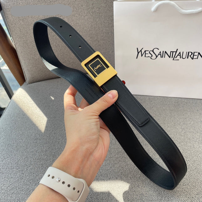 YSL 25S BELT 30 MM IN BLACK CALFSKIN 541397