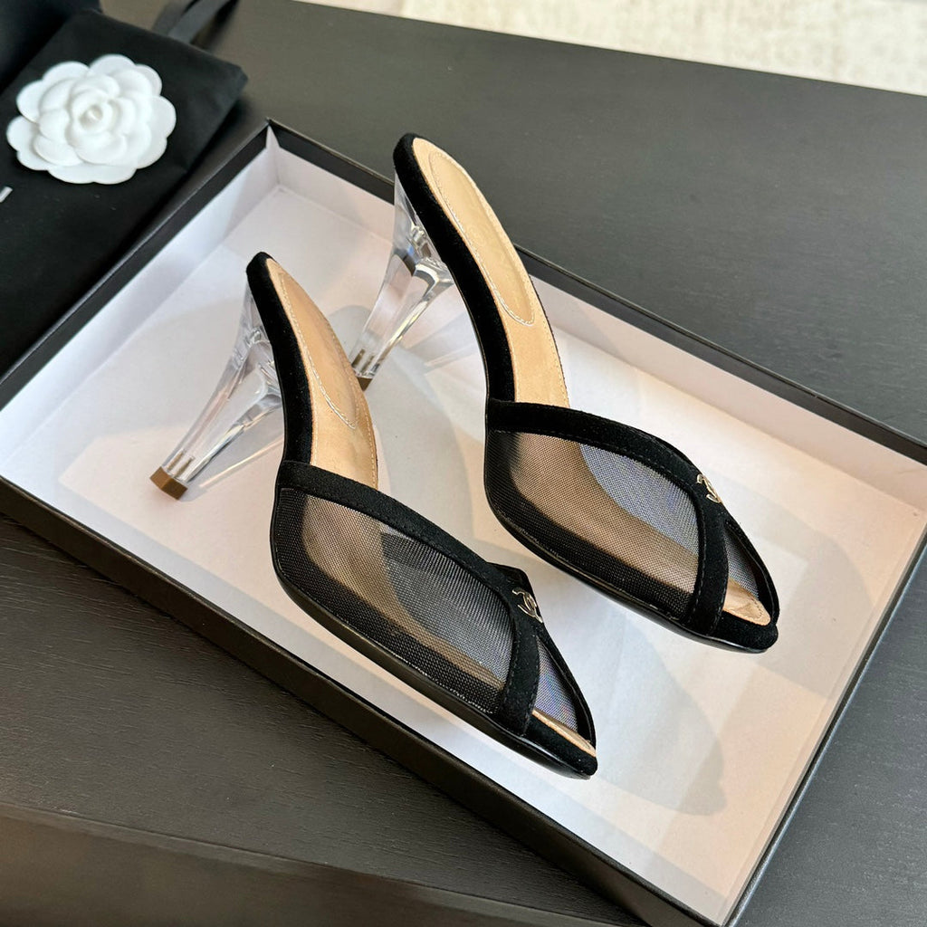 Double C High Heel Black Lambskin