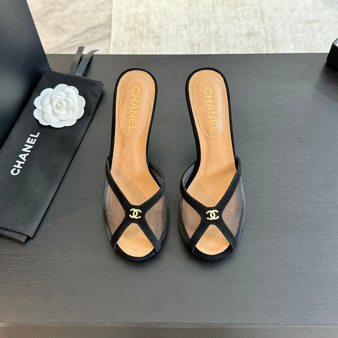 Double C High Heel Black Lambskin