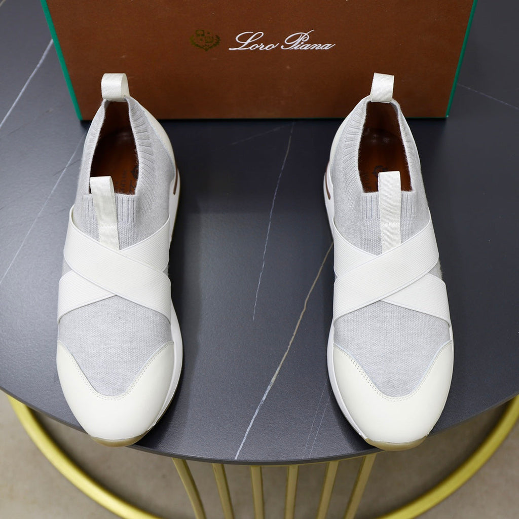 LP 360 KNITTED CASUAL SNEAKERS WHITE AND PALE GRAY WOOL