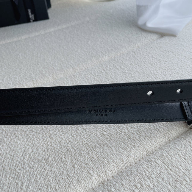 YSL 25S BELT 20 MM IN BLACK CALFSKIN 571485