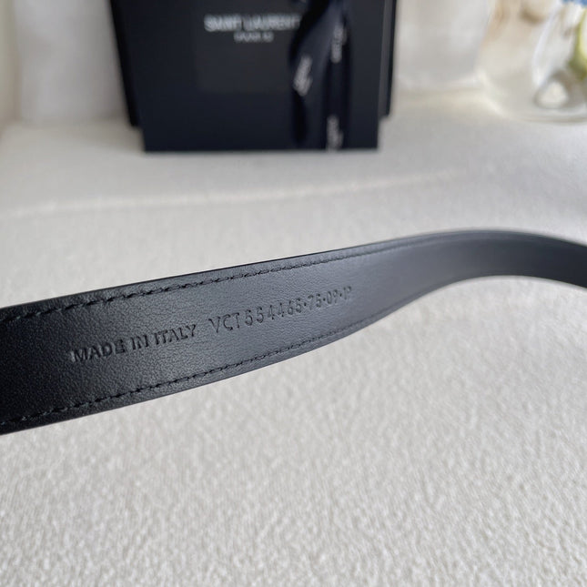YSL 25S BELT 20 MM IN BLACK CALFSKIN 571485