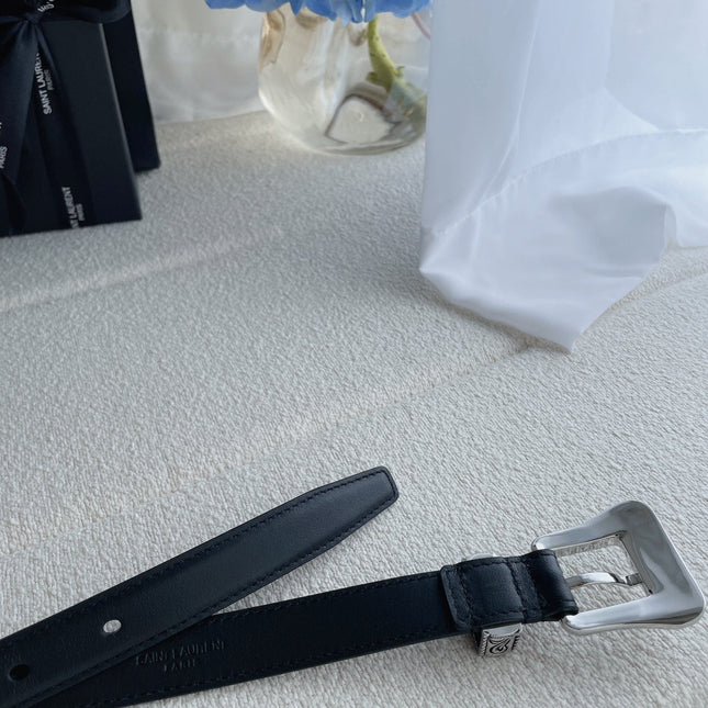 YSL 25S BELT 20 MM IN BLACK CALFSKIN 571485
