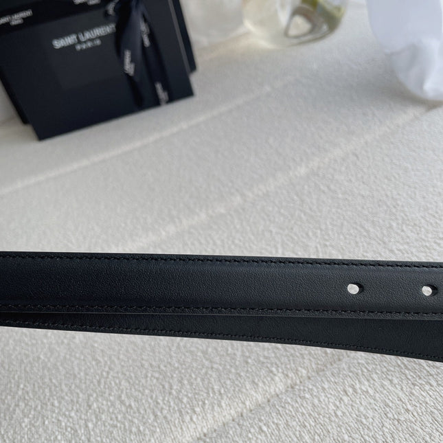 YSL 25S BELT 20 MM IN BLACK CALFSKIN 571486