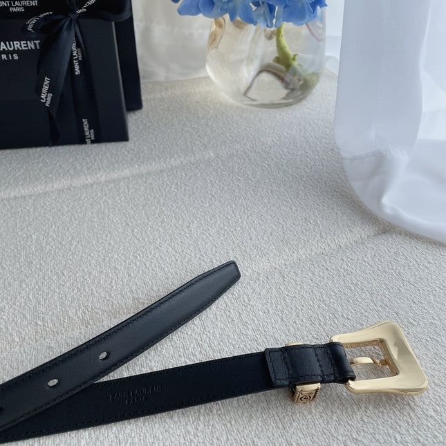 YSL 25S BELT 20 MM IN BLACK CALFSKIN 571486