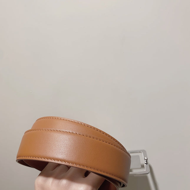 YSL 25S BELT 30 MM IN BROWN CALFSKIN 520625