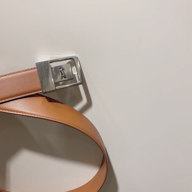 YSL 25S BELT 30 MM IN BROWN CALFSKIN 520625