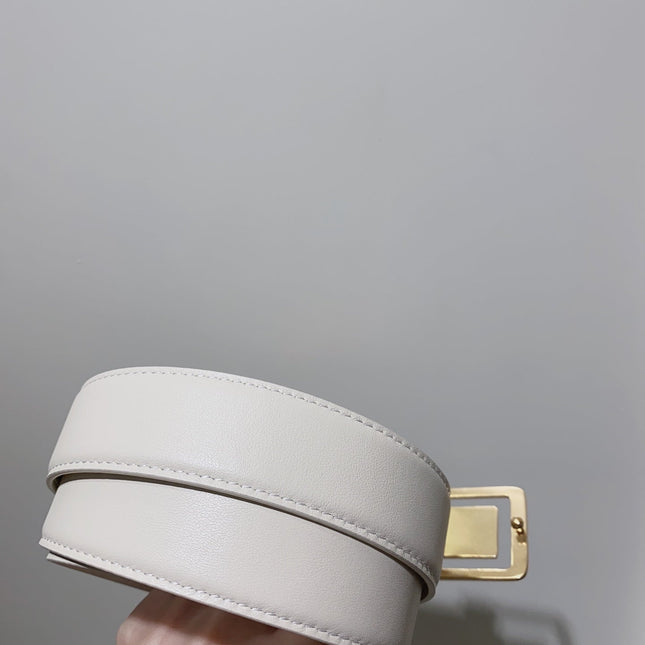 YSL 25S BELT 30 MM IN CREAM WHITE CALFSKIN 520626