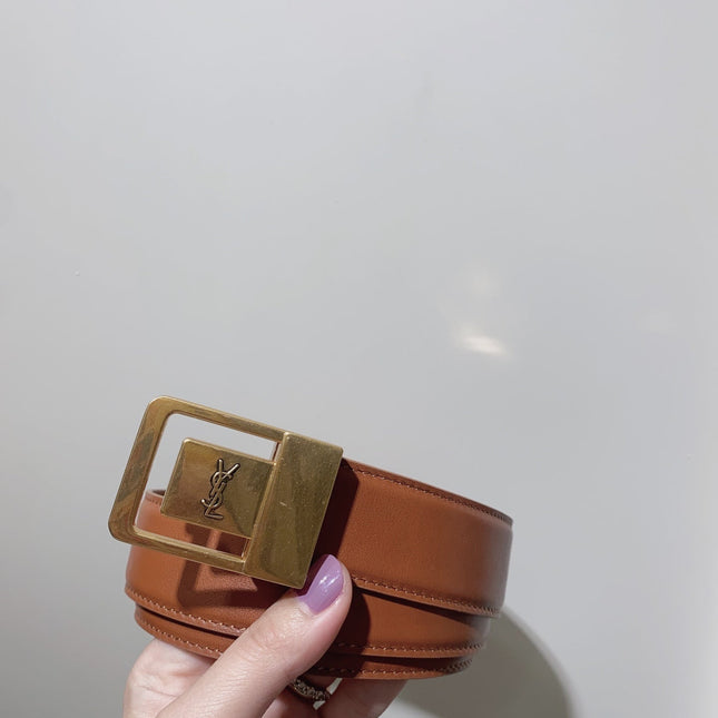 YSL 25S BELT 30 MM IN BROWN CALFSKIN 520627