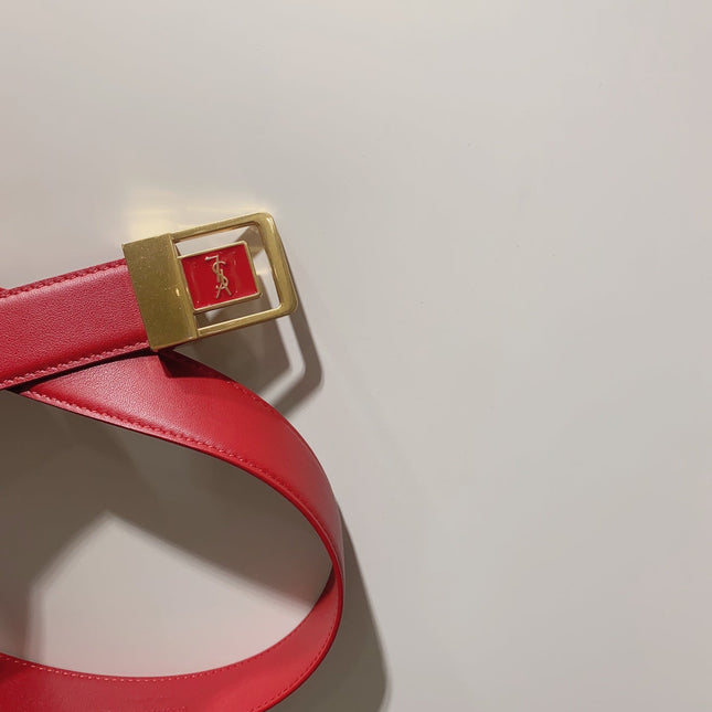 YSL 25S BELT 30 MM IN RED CALFSKIN 520628