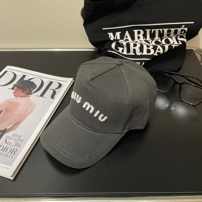 MIUMIU EMBROIDERED DENIM BASEBALL CAP STYLE 78