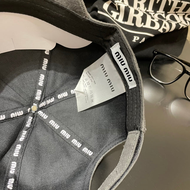MIUMIU EMBROIDERED DENIM BASEBALL CAP STYLE 78