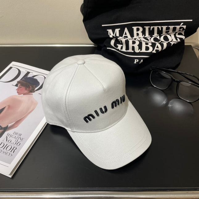 MIUMIU EMBROIDERED DENIM BASEBALL CAP STYLE 75