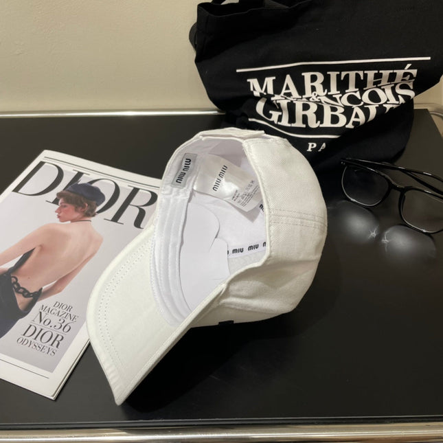 MIUMIU EMBROIDERED DENIM BASEBALL CAP STYLE 75