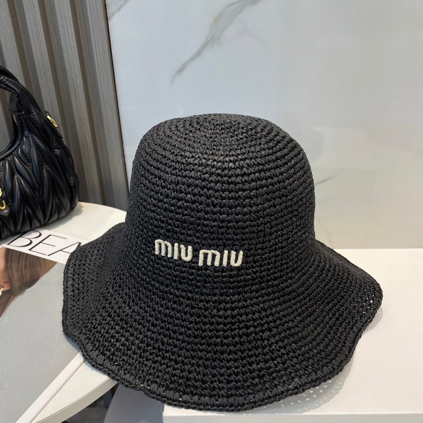 MIUMIU 26S WOVEN BUCKET HAT 339647
