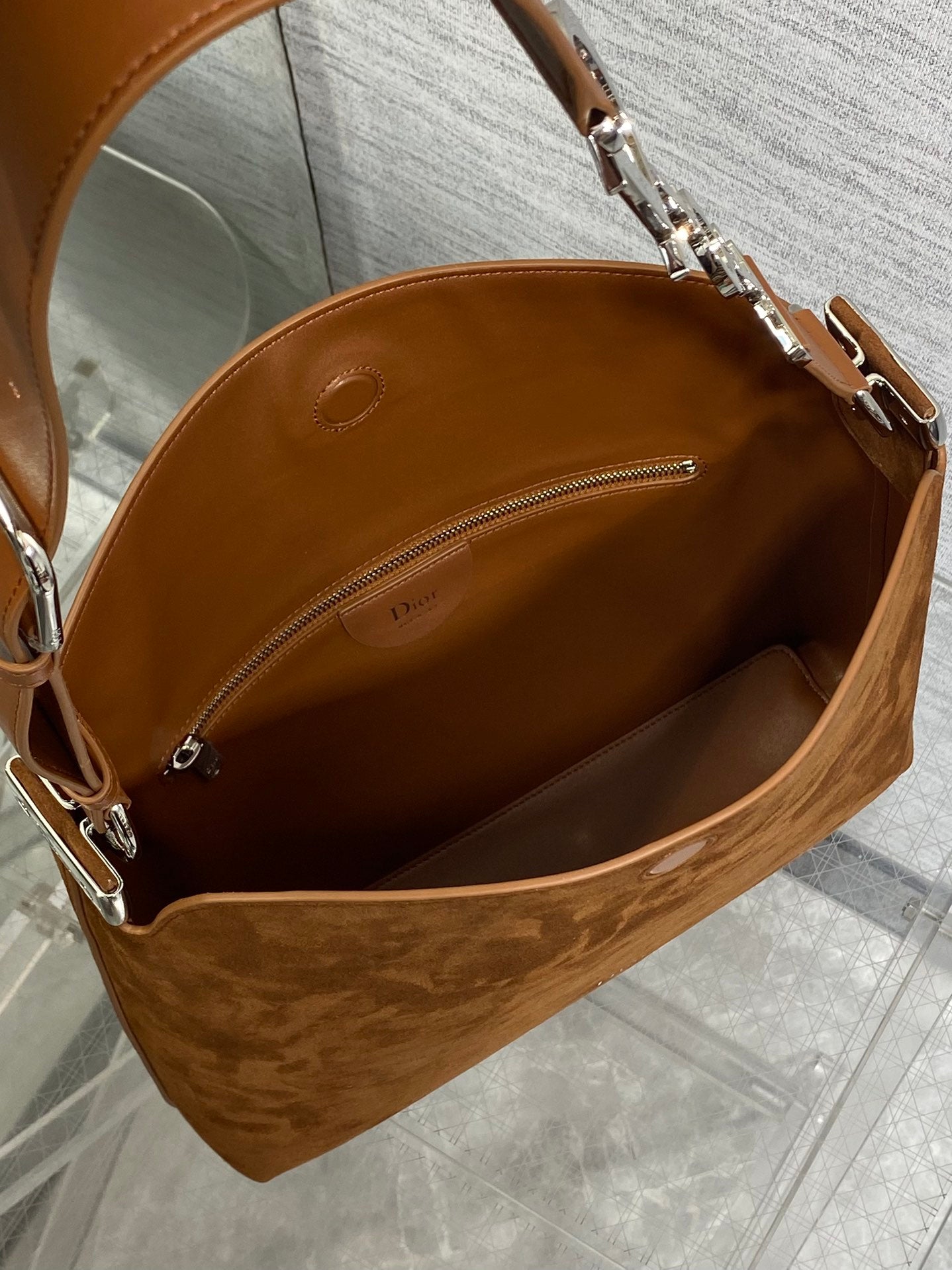 DIOR 26S MEDIUM BAG 31 IN LIGHT BROWN SUEDE