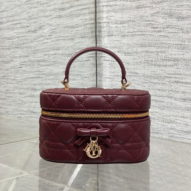 DIOR 26S MINI VANITY 17 IN BURGUNDY LAMBSKIN