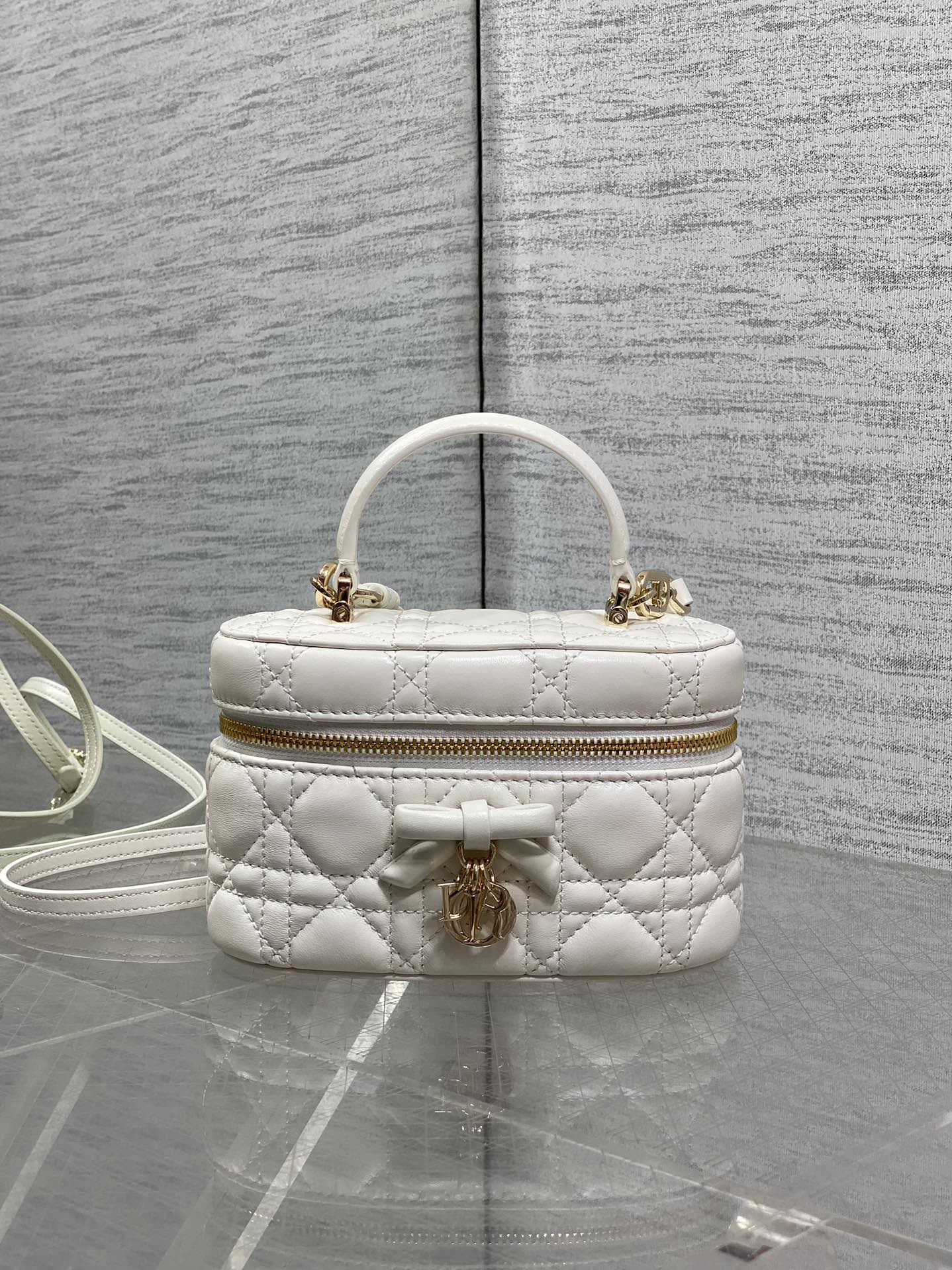 DIOR 26S MINI VANITY 17 IN WHITE LAMBSKIN