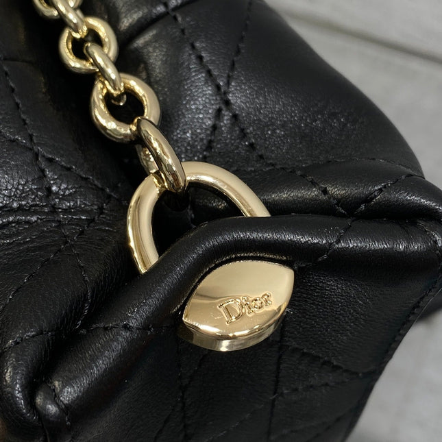 DIOR 26S TRIANON BAG 20 IN BLACK LAMBSKIN